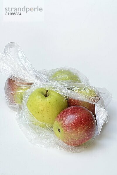 Apple in plastic bag  packaging