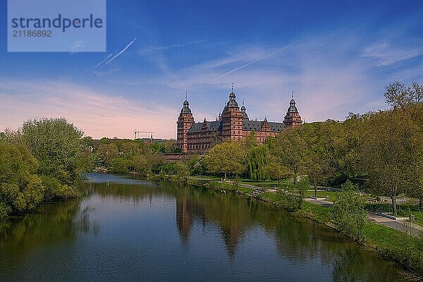 Panoramic view of Johannisburg Castle in Aschaffenburg  Germany  Europe