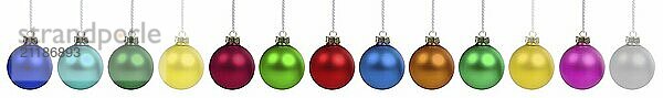 Christmas Christmas baubles Christmas decoration colourful baubles ball banner in a row freestanding in Stuttgart  Germany  Europe