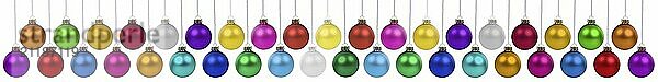 Christmas baubles with Christmas decorations banner colours collection many baubles decoration hanging freestanding isolated freestanding in Stuttgart  Germany  Europe