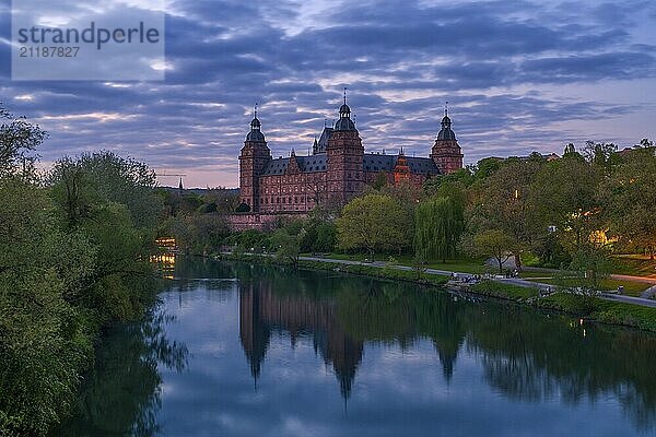 Panoramic view of Johannisburg Castle in Aschaffenburg  Germany  Europe