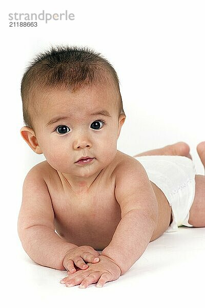 Infant Boy Crawls Wearing Diaper