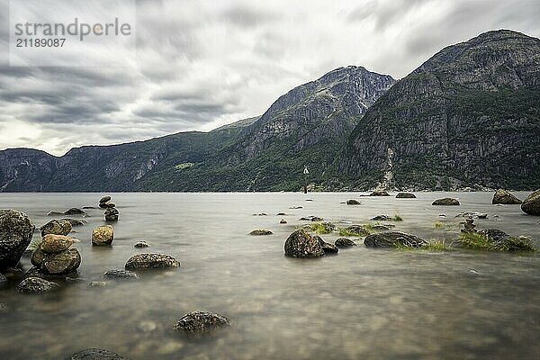 View over the Eidfjord  a fjord in Norway