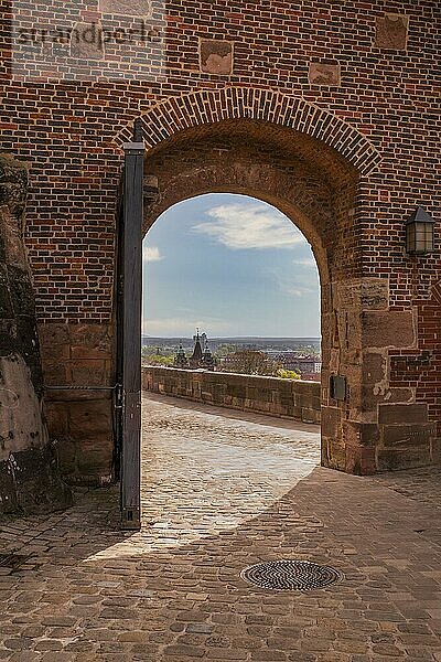 View from Nuremberg Castle to the old town  Germany  Europe