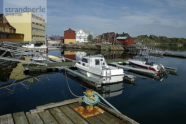 Harbour in Stamsund  Vestvagöy  Lofoten  Norway  Europe