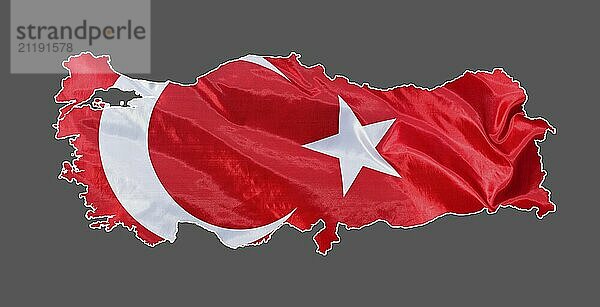 Karte  Umriss der Türkei mit Nationalflagge