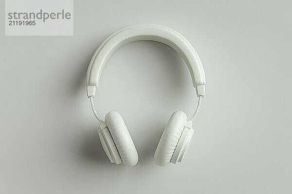 White headphones on grey background  3D rendering