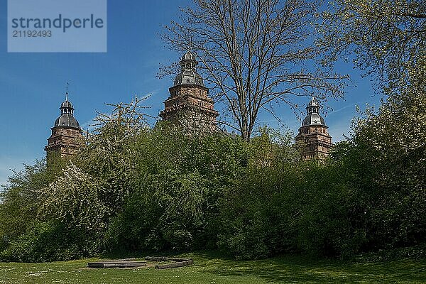 View of Johannisburg Castle in Aschaffenburg  Germany  Europe