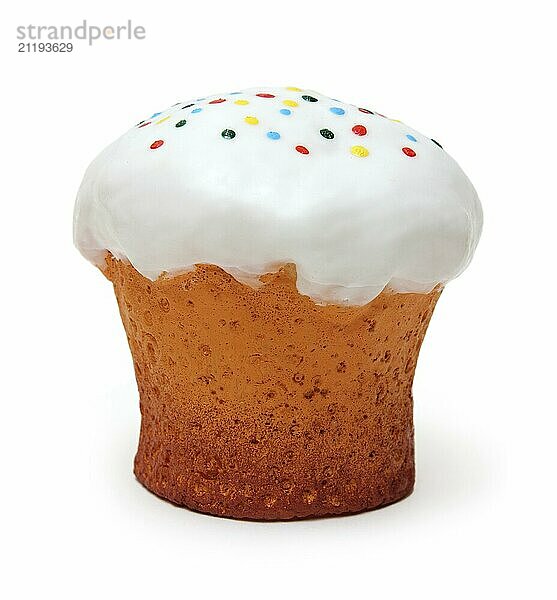 Orthodox easter  kulich (glazed cake) isolated on white