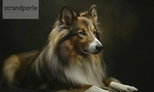 A Scottish Collie captured in a studio against a dark background AI generated