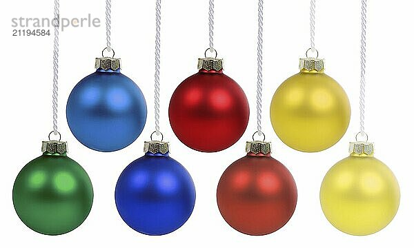 Christmas baubles hanging jewellery baubles cropped isolated in Stuttgart  Germany  Europe