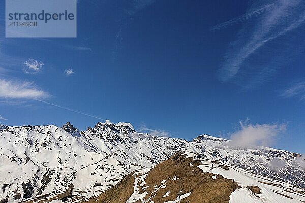 Panoramic view from the Seiser Alm to the Dolomites in Italy  drone shot