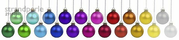 Christmas baubles hanging jewellery banner Christmas baubles decoration cut-out isolated in Stuttgart  Germany  Europe