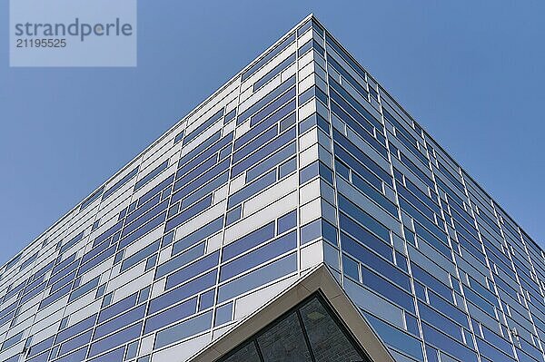 Modern building with many windows and a bright blue sky  Sandnes  Fylke Rogaland  Norway  Europe