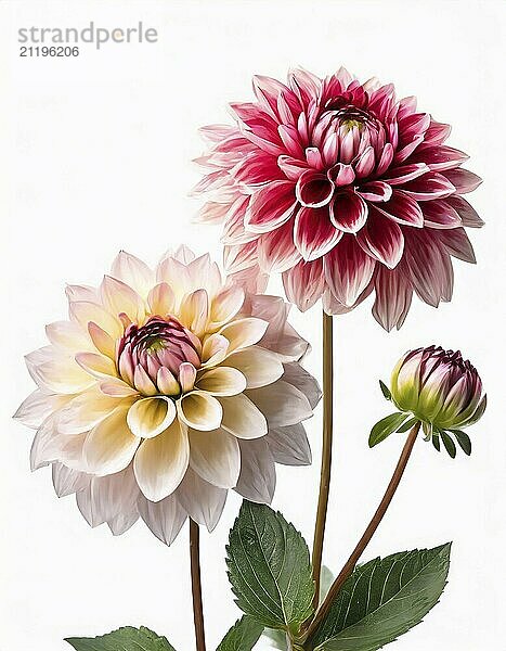 Dahlias on a white background  flowers studio photo