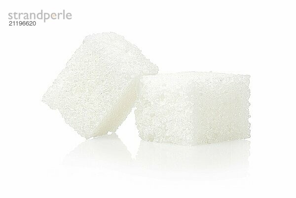 Two sugar cubes isolated on a white background