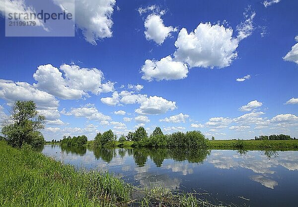 Beautiful summer lake landscape in Russia