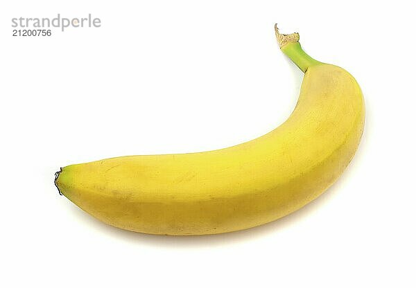 Close-up of one banana lying isolated on white background