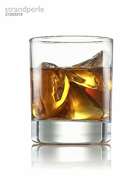 Glass of whiskey isolated on a white background