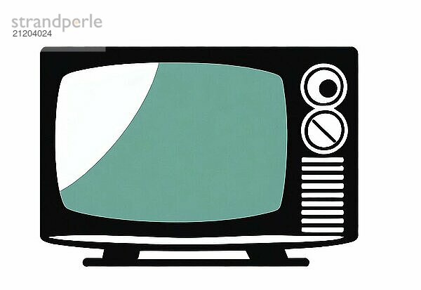 Old TV color icon  flat illustration isolated on white background. Retro household appliances