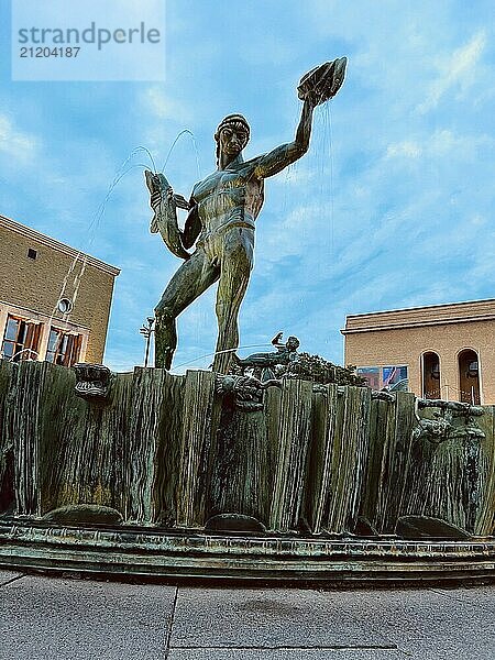 Poseidon Fountain at Götaplatsen in Gothenburg  Sweden  Europe