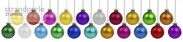 Christmas baubles with Christmas decorations banner colours many baubles decoration hanging cut-out isolated cut-out in Stuttgart  Germany  Europe