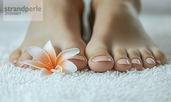 Feet close-up  neutral white background  soft shadows  beauty and health care AI generated