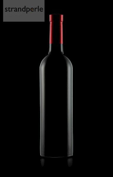 Bottle of red wine on a black background