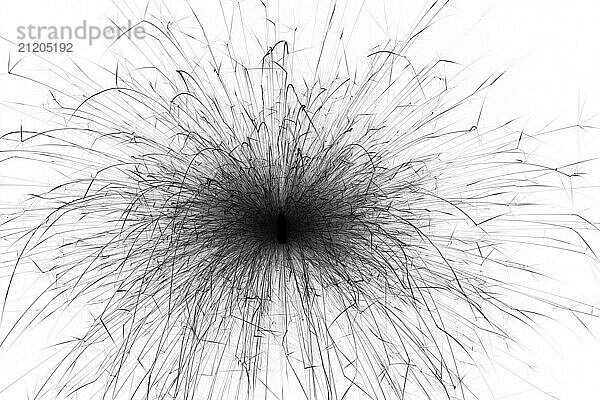 Monochrome layer of explosion  black on white sparks. Fireworks abstraction isolated on white