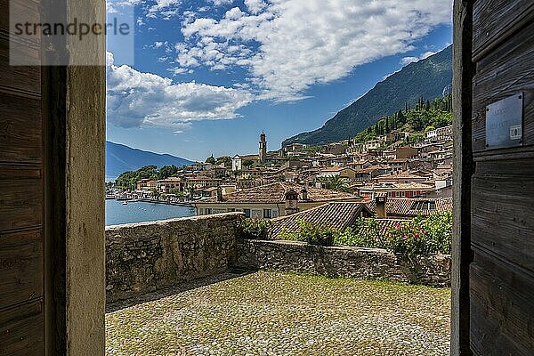 View of the old town of Limone sul Garda on Lake Garda in Italy