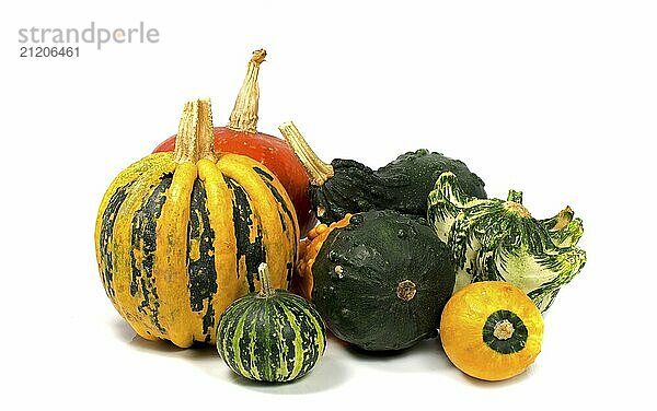 Decoration vegetables in red yellow and green isolated on white