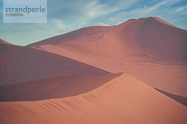 Atmospheric view on sand dunes in the desert of Namibia  Sossusvlei. Beauty in nature