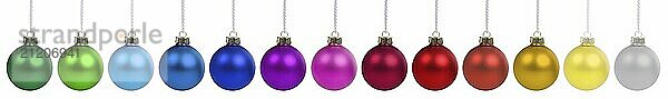 Christmas colourful Christmas baubles Christmas decoration baubles decoration in a row freestanding in Stuttgart  Germany  Europe