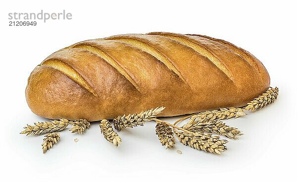 White bread and wheat isolated on a white background