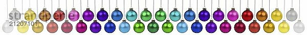 Christmas many Christmas baubles hanging jewellery banner Christmas baubles decoration clipping isolated in Stuttgart  Germany  Europe