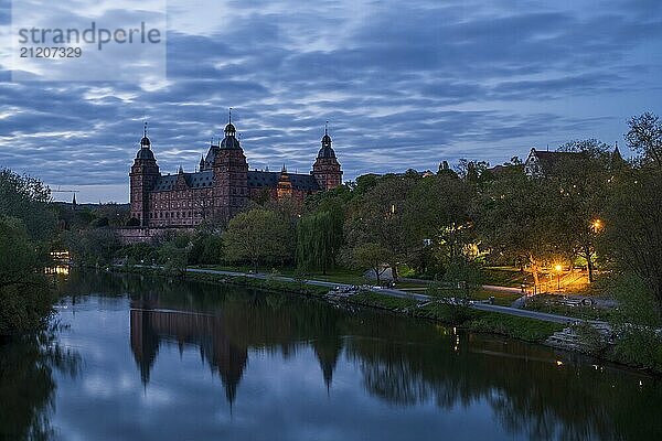 Panoramic view of Johannisburg Castle in Aschaffenburg  Germany  Europe