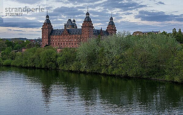 Panoramic view of Johannisburg Castle in Aschaffenburg  Germany  Europe