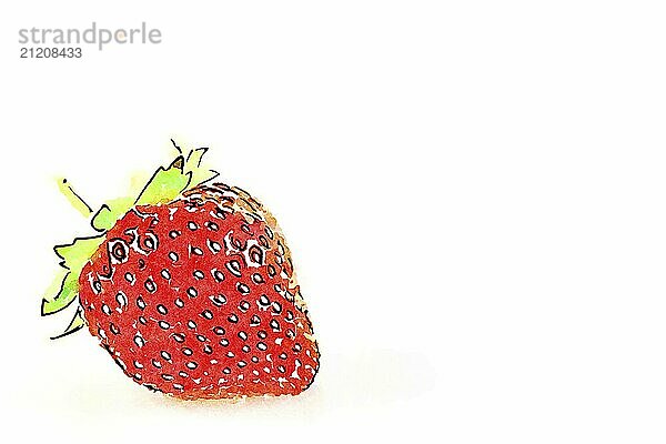 Creative illustration in vintage watercolor design  Strawberry isolated on white background