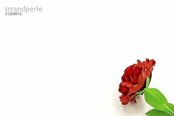 Red flower paper on isolated background with clipping path. Origami flower for your design