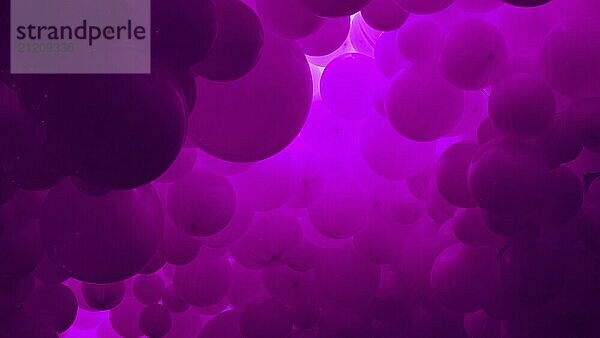 Pink background with flying balloons  clean design  3d abstract realistic banner