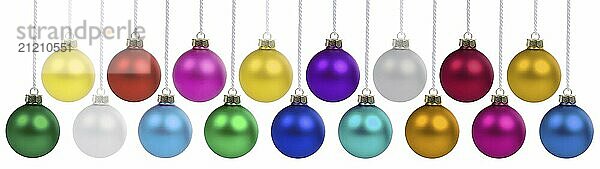 Christmas many Christmas baubles with Christmas decorations banner colours decoration hanging clipping isolated clipping in Stuttgart  Germany  Europe