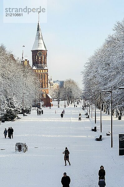 Kaliningrad  Russia  2021  January 29: Kaliningrad Cathedral. The historical center of the city. The grave of Immanuel Kant  Europe