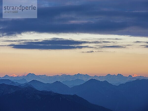 View of the Ötztal Alps at dawn  Plose  Brixen  South Tyrol  Italy  Europe