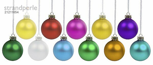 Christmas baubles with Christmas decorations colours decoration hanging clipping isolated cropped in Stuttgart  Germany  Europe