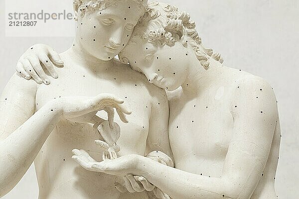 Possagno  Italy  29 June 2023: Cupid and Psyche statue by sculptor Antonio Canova  1800. Sensual hug  love and togetherness emotion  Europe