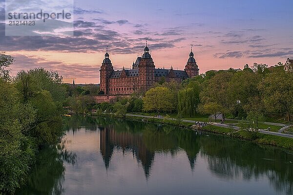 Panoramic view of Johannisburg Castle in Aschaffenburg  Germany  Europe