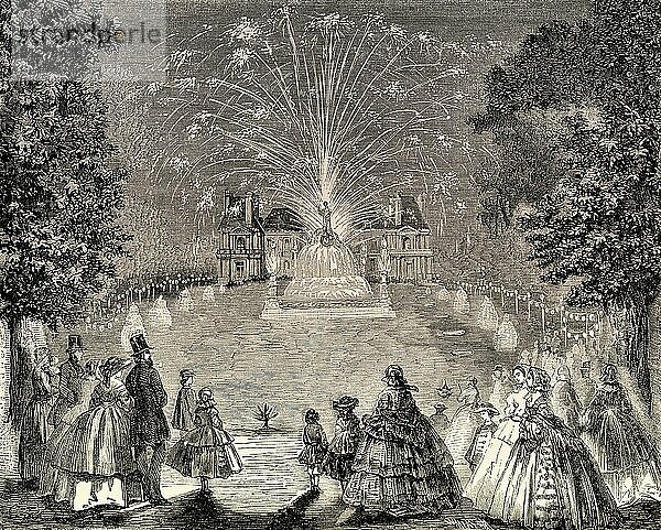 Feuerwerk im Château de Maisons Laffitte  Wettbewerb der Landwirtschaftsmesse  Paris  Frankreich  1857  Europa