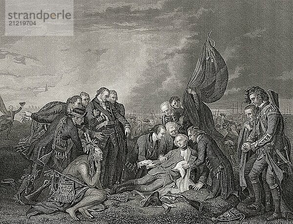 The death of James Wolfe  1727  1759  British general  after the battle on the Plains of Abraham  Quebec  Canada  North America