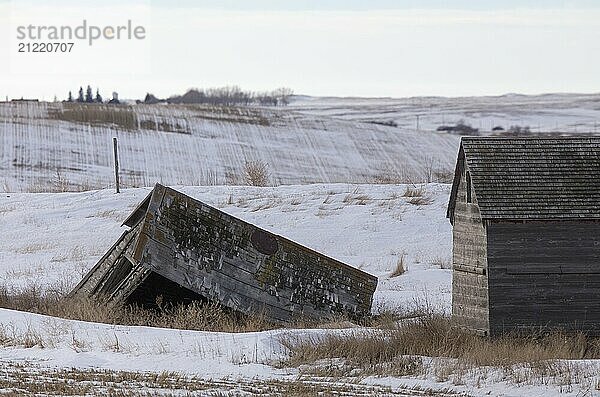 Prairie Landscape in winter Saskatchewan Canada scenic