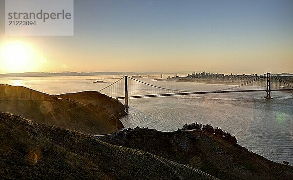 San Francisco Sunrise scenic view Golden Gate Bridge